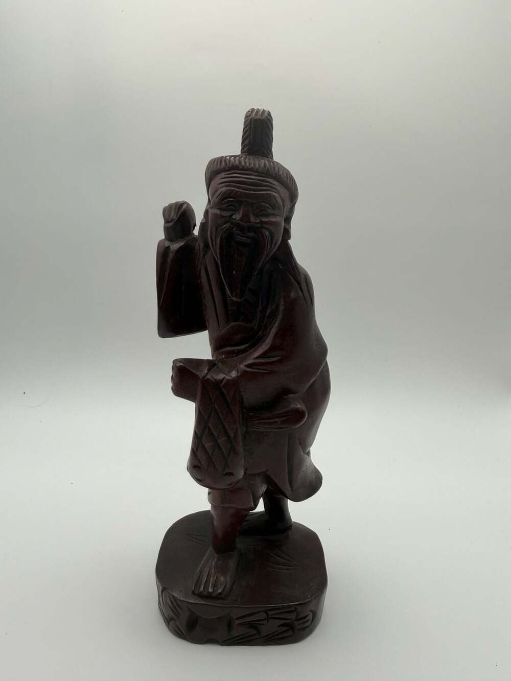 Vintage Hand Carved Wood Asian Chinese Fisherman Figurine Statue